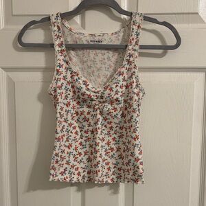 Old Navy Women's Floral Tank Top - Cream and Red
